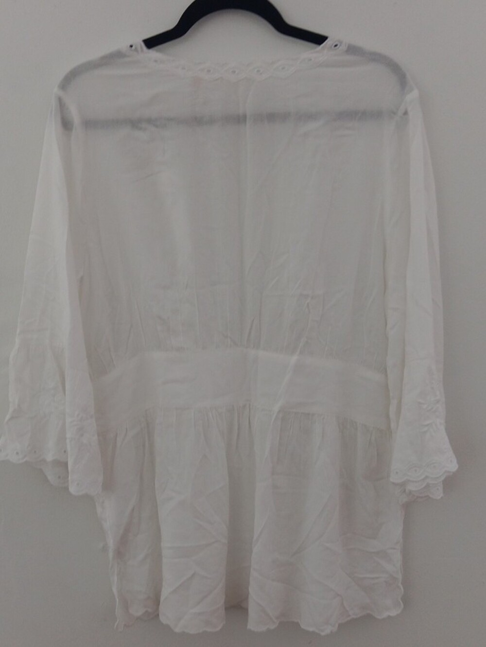 Soft Surroundins White Embroidered Cotton Tunic V Neck Shacket #3876 - Picture 4 of 7